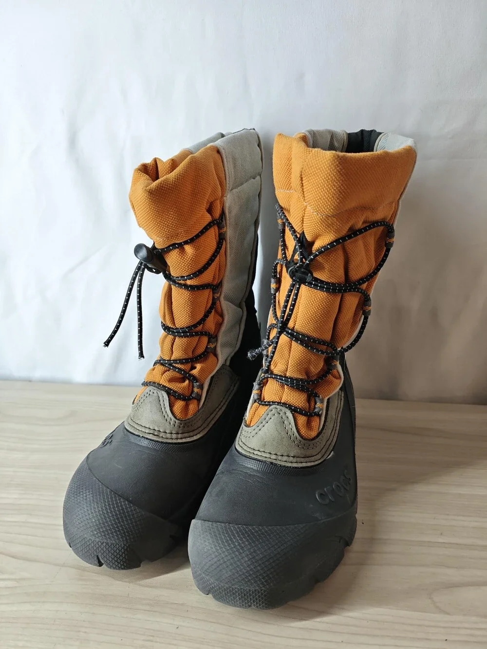 Crocs Snow Boots Toddler Size C2 Orange Gray Black Snomini Primaloft Winter
